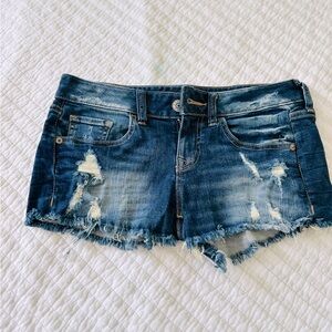 Express denim jeans cut off shorts size 0 dark wash super cute summer stretchy
